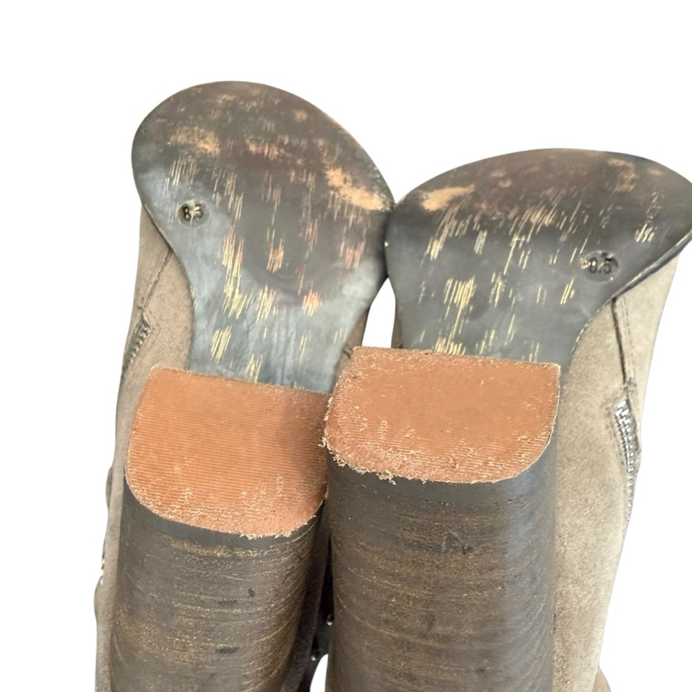 Nine-West Zaza Gray Suede Buckled Western Ankle-Boots - Picture 4 of 16